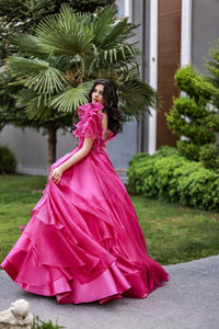 Felicity Boncuk İşlemeli Katlı Prenses Model Abiye Elbise - The Bride's Bliss