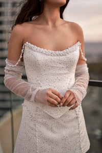 Galia Korsajlı İnci Detaylı Elbise - The Bride's Bliss