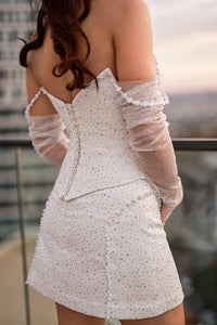 Galia Korsajlı İnci Detaylı Elbise - The Bride's Bliss