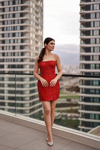 Klara Payet Kupon Dantelli Straplez Abiye Elbise - The Bride's Bliss