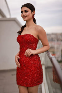 Klara Payet Kupon Dantelli Straplez Abiye Elbise - The Bride's Bliss