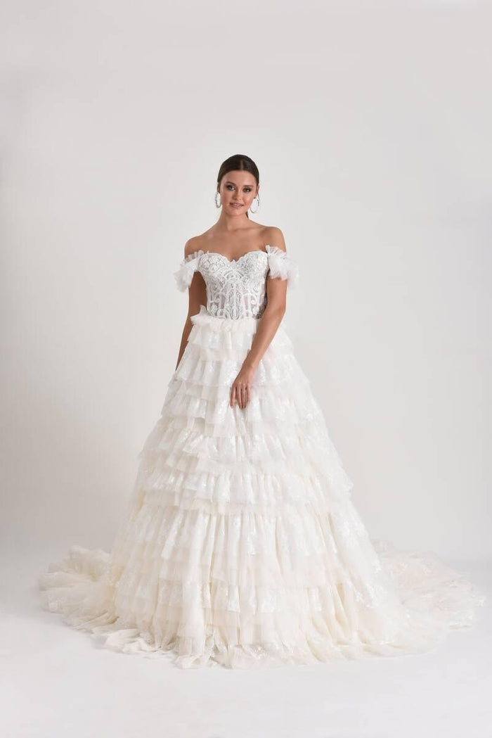 Puppis Çiçek Dantel Prenses Model Gelinlik - Mediha Cambaz Bridal