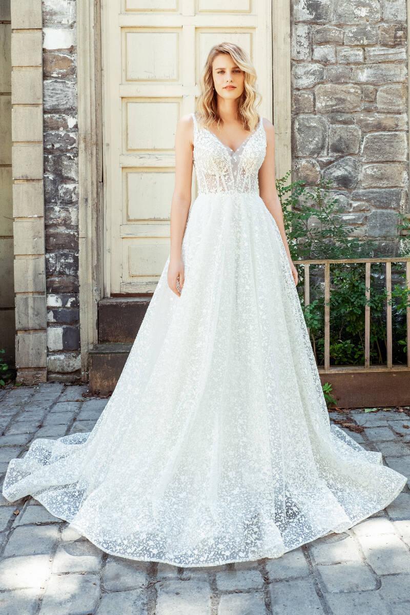 Snow Storm Dantel V Yaka A Kesim Gelinlik - The Bride's Bliss
